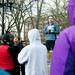 Organizer of the run and first-year masters student in the school of public policy, Jimmy Schneidewind, speaks to a group of runners before the run in honor of the Boston Marathon on Saturday, April 20. AnnArbor.com I Daniel Brenner